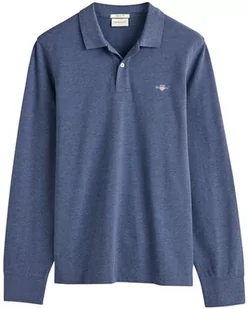 GANT Męska koszulka polo Reg Shield Ls Pique Rugger, Dark Jeansblue melanż, 4XL - Koszulki męskie - miniaturka - grafika 1