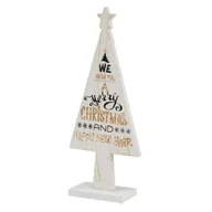 Ozdoby bożonarodzeniowe - H&S Decoration, Choinka drewniana wzór 3, Biały, 25 cm - miniaturka - grafika 1