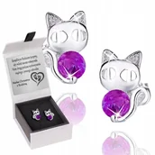 Biżuteria dla dzieci - SREBRNE KOLCZYKI 925 DLA DZIEWCZYNKI KOTKI GRAWER - miniaturka - grafika 1