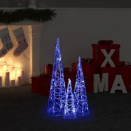 Oświetlenie świąteczne - vidaXL vidaXL Stożek dekoracyjny, akryl, okrągły, niebieski, LED, 30/45/60 cm - miniaturka - grafika 1