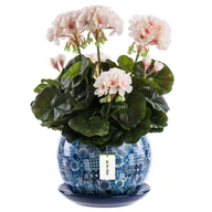 Donice - Doniczka okrągła ceramiczna kula Ø14 cm niebieska mozaika podstawka - miniaturka - grafika 1