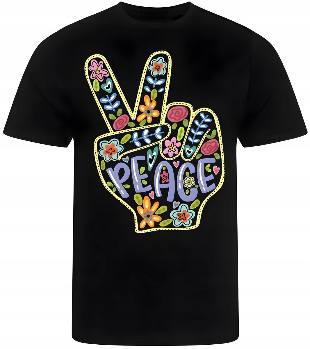 KOSZULKA MĘSKA NADRUK MODNA PEACE PREZENT PREMIUM M