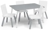 Zestawy mebli dla dzieci - Stolik Siwy Szary Biały Stół 4 Krzesła Krzesełka Dla Dzieci Drewniany - miniaturka - grafika 1