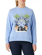 Bluzy damskie - BOSS Bluza damska C_eslit_Print, Open Blue472, L - miniaturka - grafika 1