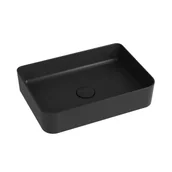 Umywalki - Massi Umywalka ceramiczna nablatowa czarna bez otworu na baterię 50 x 35 cm LERA Black - miniaturka - grafika 1