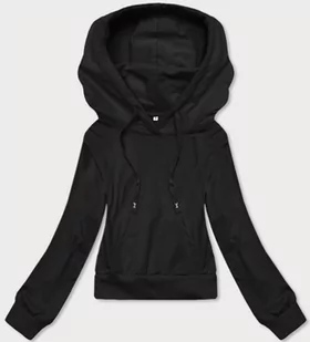 KRÓTKA BLUZA DRESOWA Z KAPTUREM CZARNA (8B939-3) - J.STYLE - Bluzy damskie - miniaturka - grafika 1