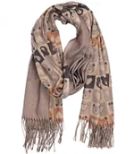 Apaszki i szaliki damskie - Ciepły stylowy szal szalik wzór w misie błyszcząca nitka miękki 180x70 cm - miniaturka - grafika 1