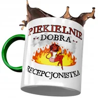 Kubki - Kubek Zielony Dla Recepcjonistki Piekielnie Dobra z Nadrukiem ze Zdjęciem + Opakowanie na prezent (wzór 04) - miniaturka - grafika 1