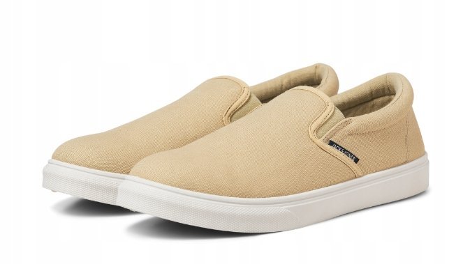 JACK&JONES BEŻOWE MĘSKIE TRAMPKI Z BIAŁĄ PODESZWĄ 44 J_A