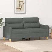 Sofy i kanapy - Sofa 2-osobowa, ciemnoszara, 140 cm, tapicerowana tkaniną - miniaturka - grafika 1