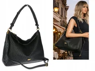 Torebki damskie - Torebka Damska Włoskiej marki Enrico Coveri Ażurowa Worek EC6272 czarna - miniaturka - grafika 1