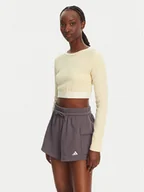 Bluzki damskie - adidas Bluzka Ribbed JD0013 Beżowy Slim Fit - miniaturka - grafika 1