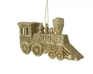 Zawieszka na choinkę pociąg złoty 2,9x12x6cm - Dekoracje i nakrycia stołu na imprezę - miniaturka - grafika 1