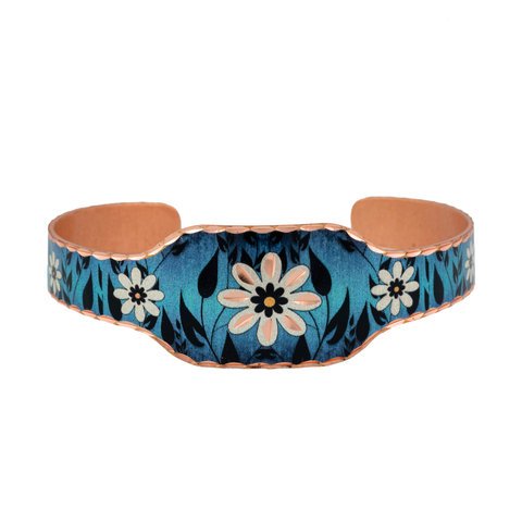 Bransoletka Miedziana Handmade- Motyw Kwiaty BTF-03