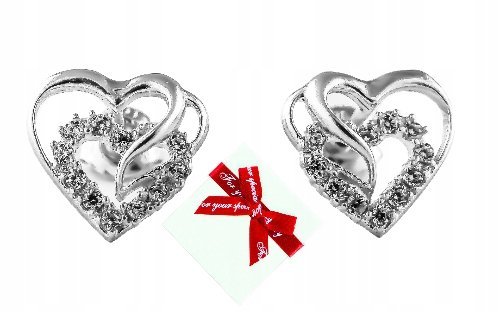 Srebrne 925 kolczyki serca z cyrkoniami dla kobiet,dzieci,wkrętki