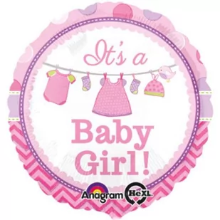 Amscan Balon foliowy "Its a Baby Girl", różowy, 17" RND 30909 - Baby shower i roczek - miniaturka - grafika 1