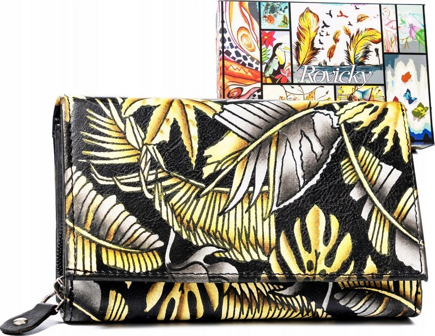 Rovicky Pojemny, skórzany portfel damski na zatrzask - Rovicky NoSize