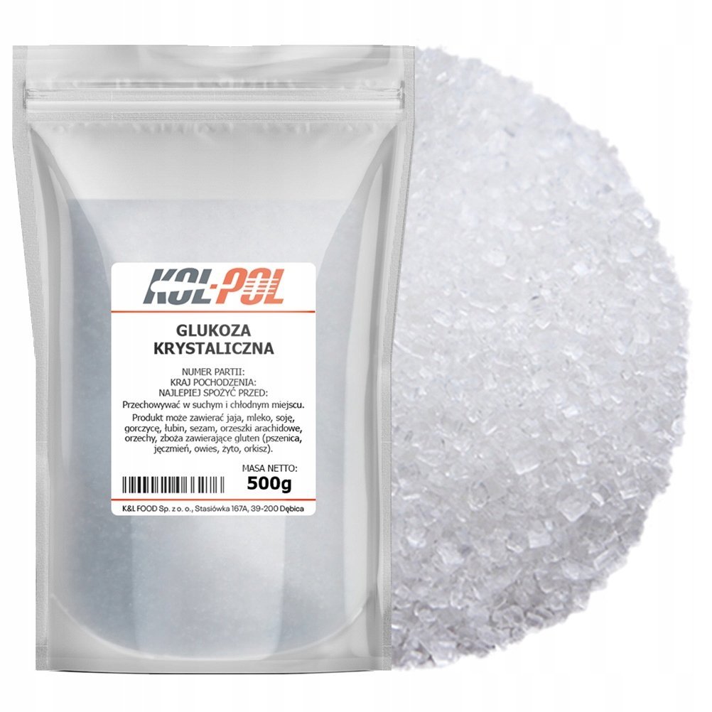 GLUKOZA KRYSTALICZNA 500g Dekstroza spożywcza do deserów i napojów Kol-Pol