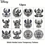Wyposażenie studia tatuażu - TEMU 12 szt. Tymczasowe Tatuaże Disney Stitch 2,4×2,4 cala, Czarno-Białe Artystyczne Wzory, Wodoodporne i Odporne na Pot oraz Zarysowania, Duży - miniaturka - grafika 1