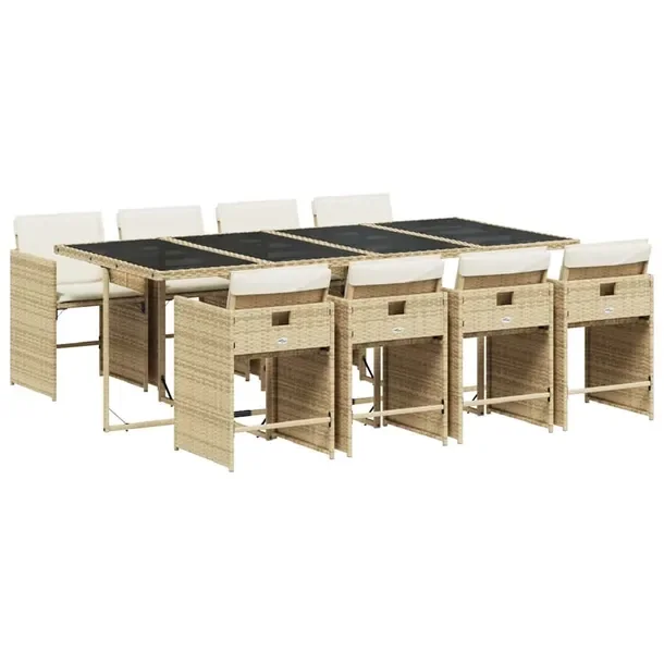 Zestaw mebli ogrodowych rattan PE, beżowy, 220 x 106 x 73 cm