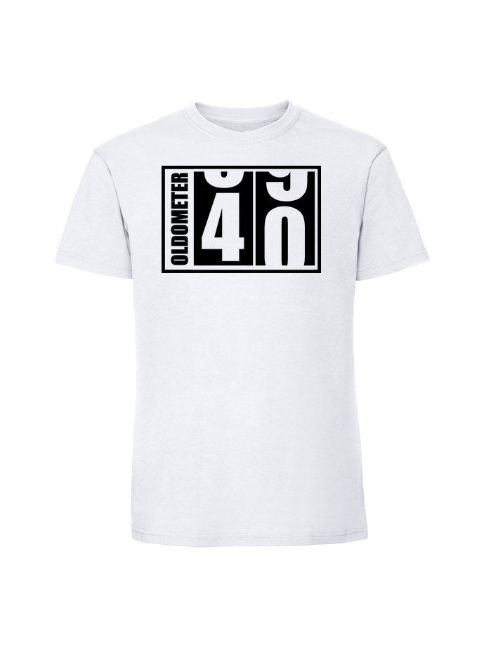 Męska koszulka z nadrukiem - 40 OLDOMETER 40 biały S
