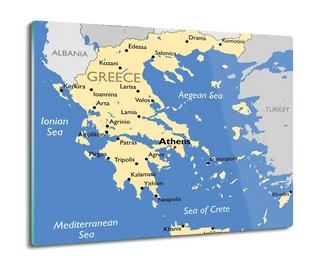 szklana osłonka z grafiką Mapa Grecja morza 60x52, ArtprintCave - Deski do krojenia - miniaturka - grafika 1