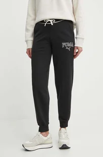 Puma spodnie dresowe SQUAD kolor czarny z nadrukiem 677901 - Spodnie damskie - miniaturka - grafika 1