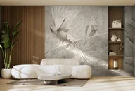 Tapety - Tapeta panama warm grey w egzotyczne kwiaty szara do pokoju nastolatka - miniaturka - grafika 1