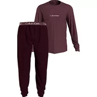 Koszulki męskie - Calvin Klein Męska piżama L/S Jogger Set, Tawny Port Top, Tawny Port Hthr Btm, S - miniaturka - grafika 1