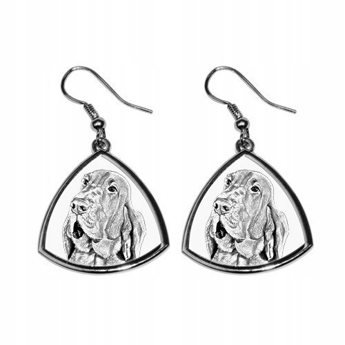 Pies św. Huberta Trójkątne kolczyki z nadrukiem