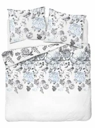 Detexpol Pościel bawełniana 220x200 biała szara błękitna kwiaty 4462 B bawełna 40 - Pościel Detexpol Pościel bawełniana 220x200 biała szara błękitna kwiaty 4462 B bawełna 40 - Pościel - miniaturka - grafika 1