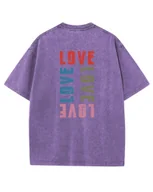 Koszulki i topy damskie - Damska koszulka oversize efekt sprania Miłość Love Nowoczesność Fioletowa M - miniaturka - grafika 1