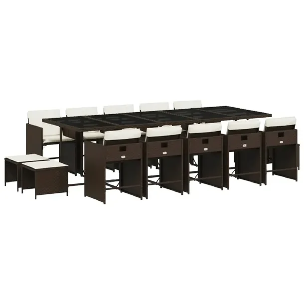 Zestaw mebli ogrodowych rattan PE brązowy 275 x 106 x 73 cm