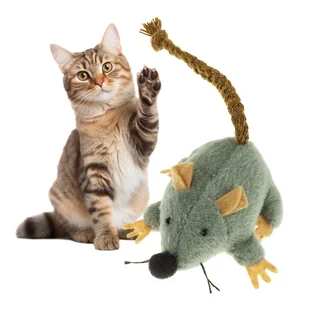 Zabawka Dla Kota Interaktywna Mysz Myszka Z Ogonkiem Szara Do Podrzucania - Zabawki dla kotów - miniaturka - grafika 1
