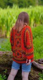 Sweter szydełkowy Moc Jesieni - Swetry damskie - miniaturka - grafika 1