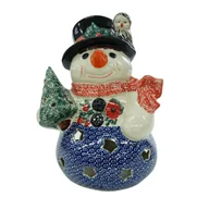 Ozdoby bożonarodzeniowe - Ceramiczny bałwan duży Ceramika Bolesławiec - miniaturka - grafika 1