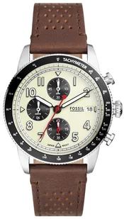 Zegarek Zegarek Fossil FS6042 SPORT TOURER Chronograph Brown Leather Strap 42mm - Zegarki męskie - miniaturka - grafika 1