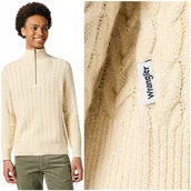 Swetry męskie - Wrangler HALF ZIP KNIT rozpinany męski sweter na stójce domieszka wełny M - miniaturka - grafika 1