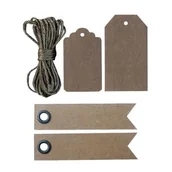 Akcesoria do pakowania - Etykiety Kraft i sznurek + 20 etykiet Kraft proporzec - miniaturka - grafika 1