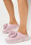 Kapcie damskie - Różowe Kapcie na Platformie z Pomponem Conine - miniaturka - grafika 1