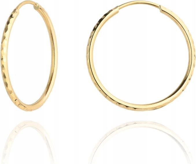 Kolczyki złote 585 koła diamentowane eleganckie 2,9cm na prezent 14k modny