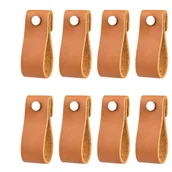 Zawiasy, okucia i inne akcesoria - szt. skórzanych uchwytów meblowych (jasnobrązowych, ok. 26×75 cm), gałki do szafek, uchwyty do drzwi szafy, antykolizyjne, s - miniaturka - grafika 1