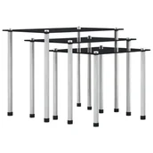 Ławy i stoliki kawowe - vidaXL vidaXL Stoliki wsuwane pod siebie, 3 szt., czarne, szkło hartowane - miniaturka - grafika 1