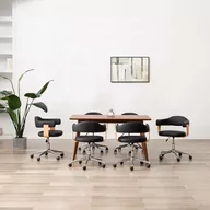 Krzesła - vidaXL Krzesła obrotowe, 6 szt., czarne, sztuczna skóra - miniaturka - grafika 1