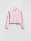 Koszule damskie - Reserved - Krótka koszula w paski - pastelowy róż - miniaturka - grafika 1