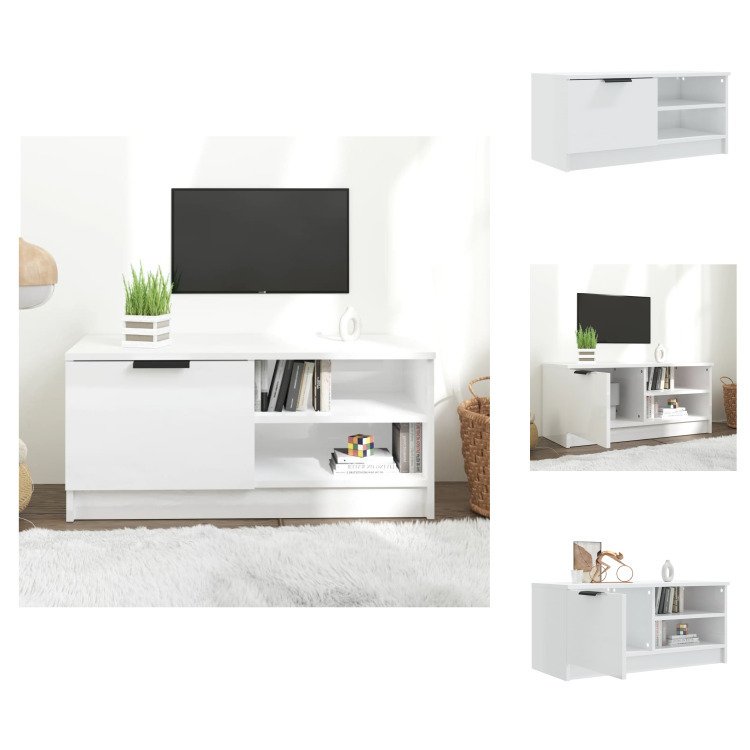 vidaXL Szafka pod TV biały wysoki połysk 80x35x36,5 cm materiał drewnopochodny - Meble TV