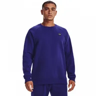Bluzy sportowe męskie - Męska bluza dresowa nierozpinana bez kaptura UNDER ARMOUR UA Rival Fleece Crew - granatowa - miniaturka - grafika 1