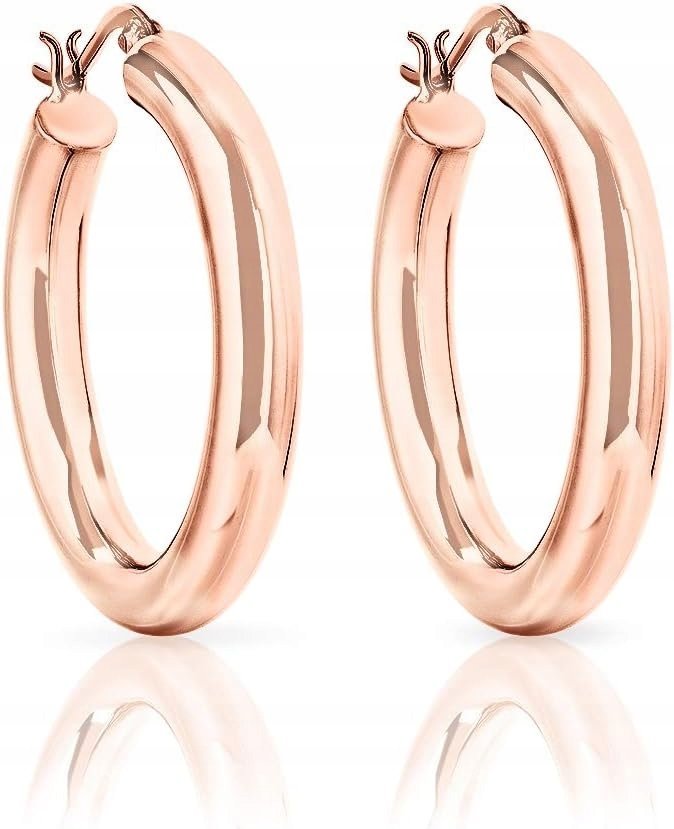 Kolczyki srebro 925 Sterling różowe pozłacane średnica 35mm