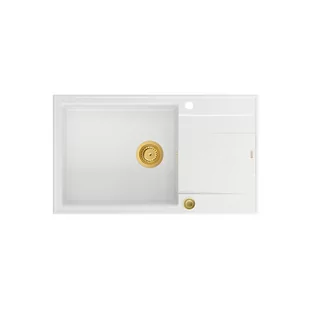 QUADRON Zlewozmywak EVAN 136 XL biały, elementy złote, k.pneum. HCQE58650U1_PVDG1_P2O0 - Zlewozmywaki - miniaturka - grafika 1