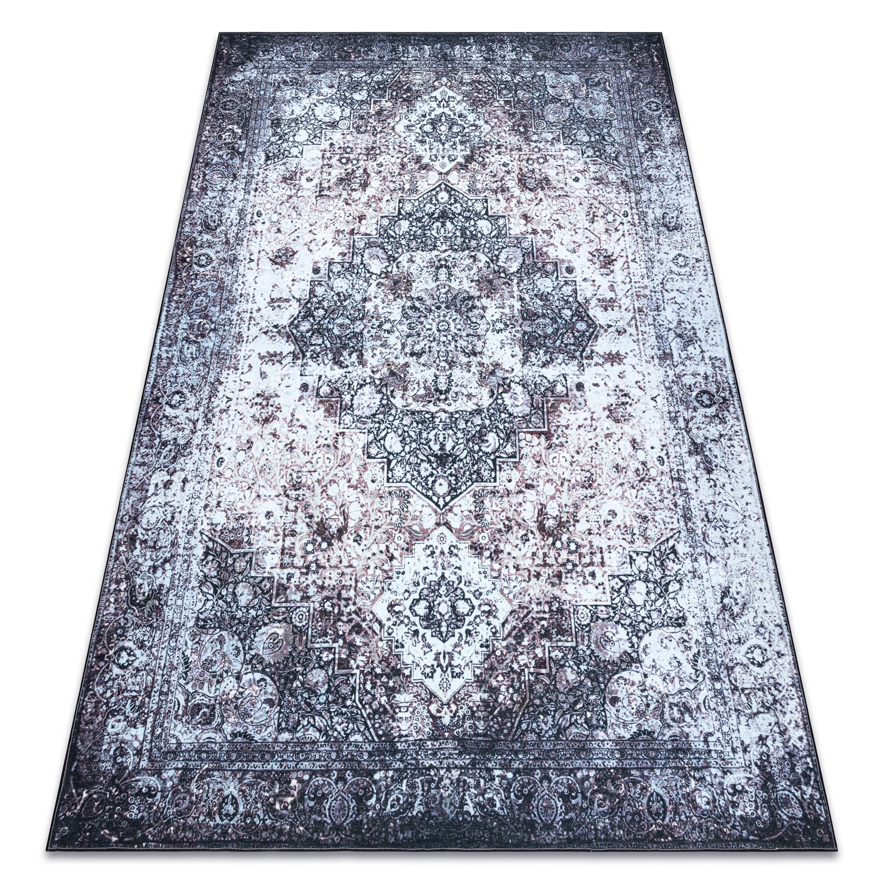 Dywan ANTIKA ancret washedstone, nowoczesny ornament, do prania - szary 160x220 cm